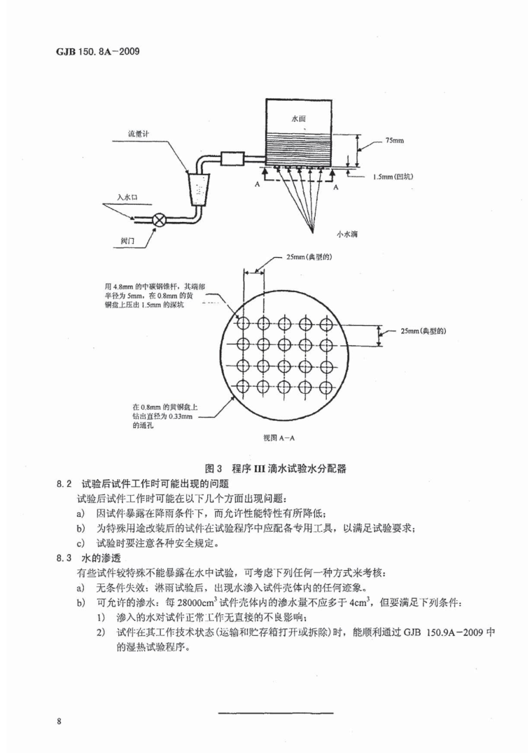 GJB150.8A-2009 《军用装备淋雨试验方法》内容